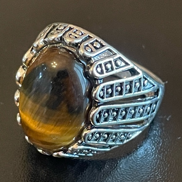 Tiger eye stone S925 silver ring size 9.5 - Picture 3 of 9